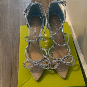 Gianni Bini Silver Bow Strappy Heels